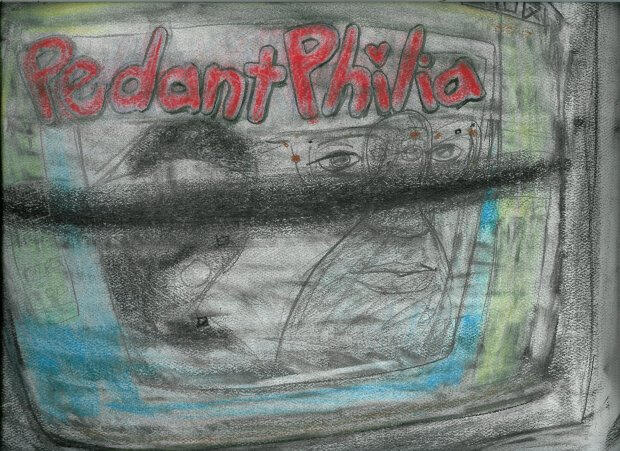 Title still frame from PedantPhilia- computer monitor with reflections