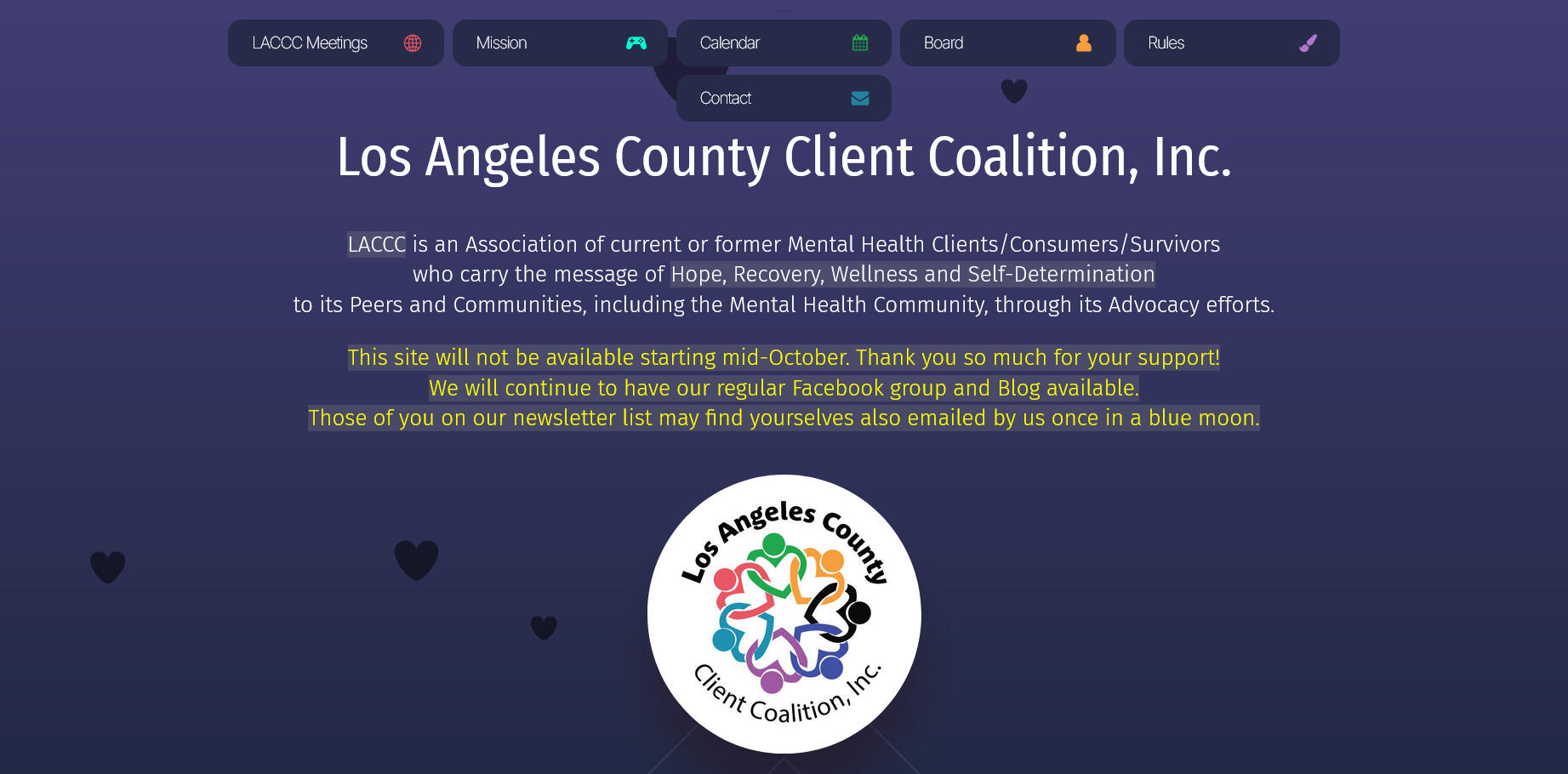 LACCC is an Association of current or former Mental Health clients/ consumers/ survivors who support their community with advocacy.